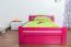 Youth Bed Easy Premium Line K4 | 120 x 200 cm | Solid Beech Wood | Pink | 2 Drawers & Cover Panel