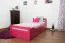 Children's Bed | Youth Bed Easy Premium Line K1/2n | 90 x 200 cm | Solid Beech Wood | Pink | 2 Drawers & Cover Panels