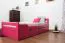 Children's Bed | Youth Bed Easy Premium Line K1/2n | 90 x 200 cm | Solid Beech Wood | Pink | 2 Drawers & Cover Panels