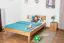 Youth bed / futon bed made of oiled solid oak wood Wooden Nature 01, mattress size: 140 x 200 cm, with headboard, frame thickness 25 mm