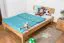Youth bed / futon bed made of oiled solid oak wood Wooden Nature 01, mattress size: 140 x 200 cm, with headboard, frame thickness 25 mm