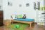 Futon bed / single bed Wooden Nature 01, with headboard, solid oiled oak, lying surface 90 x 200 cm, high-quality materials, for guest rooms