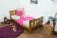 Single bed A22, solid pine wood, oak finish, incl. slatted bed frame - 90 x 200 cm 