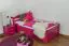 Children's Bed / Youth Bed Easy Premium Line K1/2h | 2nd Berth & Cover Panels | 90 x 200 cm Solid Beech Pink Lacquered