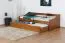 Youth Bed/functional Bed Pine solid wood color oak rustic 93, incl. slat grate - 90 x 200 cm (w x l)