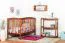 Children bed / Kid bed solid pine wood, Oak colour rustic 103, incl. slatted frame - 60 x 120 cm (W x L) 