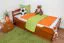 Children’s Bed & Youth Bed "Easy Premium Line" K1/2h | 2nd Pull-Out Bed & 2 Cover Panels | 90 x 200 cm | Solid Beech | Cherry Red Lacquered