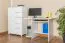 Solid Pine Desk White Lacquered Junco 195 | 75 x 103 x 57 cm | Pull-Out Tray & Shelf | Modern Space-Saving Design