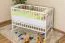 Baby Cradle Solid Pine Wood White Lacquered 104 | Adjustable Height | 60 x 120 cm | Includes Slatted Frame