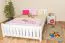 Children's bed / youth bed solid pine solid wood white 65, incl. slatted frame - dimensions 140 x 200 cm