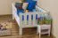 Children's bed / Juniorbed solid, natural pine wood 96, includes slatted frame - Dimensions: 90 x 160 cm