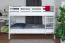 Bunk bed for adults "Easy Premium Line" K19/n, headboard and footboard with holes, solid beech, white - 90 x 190 cm (w x l), convertible