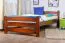 Single bed / Guest bed solid pine wood, Walnut colour 84, incl. slatted frame - 100 x 200 cm