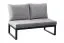 Lounge extension 2 seater Lisbon made of aluminum - aluminum color: anthracite, fabric color: light grey