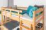 Bunk bed 90 x 200 cm for adults "Easy Premium Line" K17/n incl. berth and 2 cover panels, solid beech wood, natural lacquered, convertible