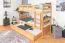 Bunk bed 90 x 200 cm for adults "Easy Premium Line" K17/n incl. berth and 2 cover panels, solid beech wood, natural lacquered, convertible