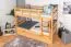 Bunk bed 90 x 200 cm for adults "Easy Premium Line" K17/n incl. berth and 2 cover panels, solid beech wood, natural lacquered, convertible