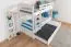 Bunk bed for adults "Easy Premium Line" K18/h incl. mattress base and 2 cover panels, headboard with holes, solid white beech wood - mattress base: 90 x 200 cm, divisible