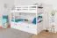 Bunk bed for adults "Easy Premium Line" K18/h incl. mattress base and 2 cover panels, headboard with holes, solid white beech wood - mattress base: 90 x 200 cm, divisible