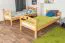 Children's bunk bed "Easy Premium Line" K19/n, head and foot part with holes, solid beech wood, natural - 90 x 190 cm (w x l), convertible