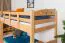 Children's bunk bed "Easy Premium Line" K19/n, head and foot part with holes, solid beech wood, natural - 90 x 190 cm (w x l), convertible
