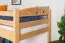 Children's bunk bed "Easy Premium Line" K19/n, head and foot part with holes, solid beech wood, natural - 90 x 190 cm (w x l), convertible