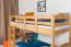 Children's bunk bed "Easy Premium Line" K19/n, head and foot part with holes, solid beech wood, natural - 90 x 190 cm (w x l), convertible