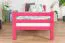 Loft bed 90 x 200 cm for adults, "Easy Premium Line" K22/n, solid beech wood pink lacquered, convertible
