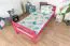 Loft bed 90 x 200 cm for adults, "Easy Premium Line" K22/n, solid beech wood pink lacquered, convertible