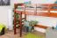 Loft Bed 90 x 190 cm "Easy Premium Line" K22/n | Solid Beech Wood | Dark Brown | Convertible Design