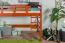 Loft bed 90 x 190 cm for adults, "Easy Premium Line" K22/n, solid beech wood cherry-colored, divisible