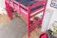 Loft bed 90 x 190 cm for children, "Easy Premium Line" K22/n, solid beech wood pink lacquered, convertible