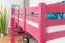 Loft bed 90 x 190 cm for adults, "Easy Premium Line" K22/n, solid beech wood pink lacquered, convertible