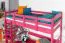 Loft Bed 90 x 200 cm for Children | Easy Premium Line K22/n | Solid Beech Wood | Pink Lacquered | Convertible