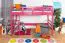Loft Bed 90 x 200 cm for Children | Easy Premium Line K22/n | Solid Beech Wood | Pink Lacquered | Convertible