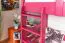 Loft Bed 90 x 200 cm for Children | Easy Premium Line K22/n | Solid Beech Wood | Pink Lacquered | Convertible