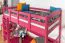 Loft Bed 90 x 200 cm for Children | Easy Premium Line K22/n | Solid Beech Wood | Pink Lacquered | Convertible