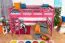 Loft Bed 90 x 200 cm for Children | Easy Premium Line K22/n | Solid Beech Wood | Pink Lacquered | Convertible
