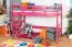 Loft Bed 90 x 200 cm for Children | Easy Premium Line K22/n | Solid Beech Wood | Pink Lacquered | Convertible