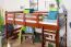Loft bed 120 x 200 cm "Easy Premium Line" K23/n, solid beech wood dark brown lacquered, divisible