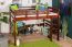 Loft bed 120 x 200 cm "Easy Premium Line" K23/n, solid beech wood dark brown lacquered, divisible