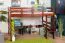 Loft bed 120 x 200 cm "Easy Premium Line" K23/n, solid beech wood dark brown lacquered, divisible
