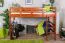 Loft bed 120 x 200 cm "Easy Premium Line" K23/n, solid beech wood cherry-colored lacquered, divisible