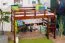 Loft bed 120 x 200 cm "Easy Premium Line" K23/n, solid beech wood dark brown lacquered, divisible
