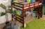Loft bed 120 x 200 cm "Easy Premium Line" K23/n, solid beech wood dark brown lacquered, divisible