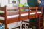 Loft bed 120 x 200 cm "Easy Premium Line" K23/n, solid beech wood dark brown lacquered, divisible