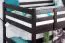 Loft bed 120 x 200 cm "Easy Premium Line" K23/n, solid beech wood chocolate brown lacquered, divisible