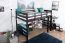 Loft bed 120 x 200 cm "Easy Premium Line" K23/n, solid beech wood chocolate brown lacquered, divisible