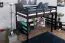 Loft bed 120 x 200 cm "Easy Premium Line" K23/n, solid beech wood chocolate brown lacquered, divisible