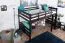 Loft bed 120 x 200 cm "Easy Premium Line" K23/n, solid beech wood chocolate brown lacquered, divisible